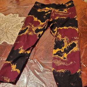JoyLab Maroon and Yellow Tie-Dye Leggings